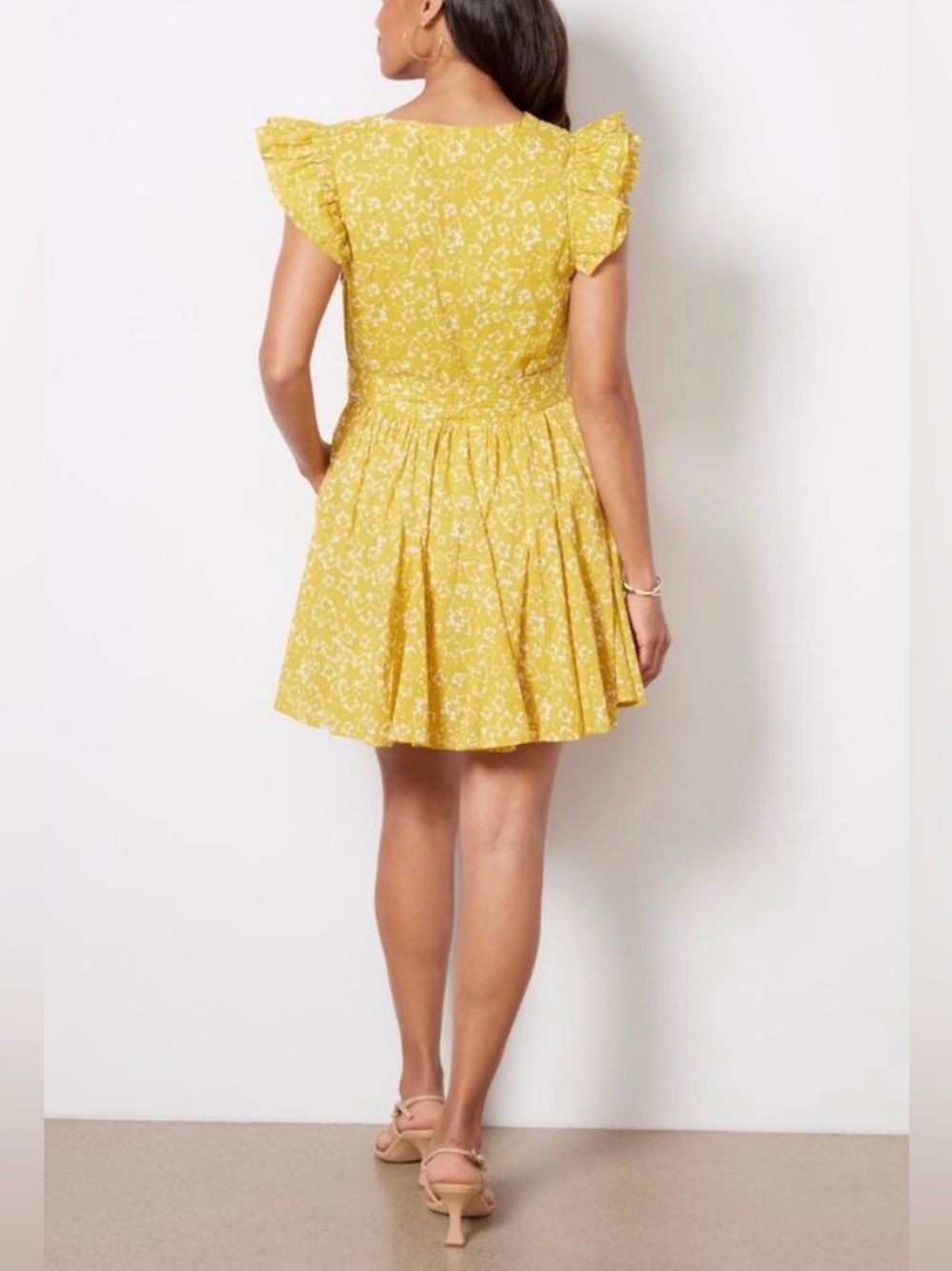 Cleobella Zia Dress XS Mustard Ruffles and Belted - Picture 3 of 8